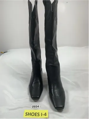 Woman’s Black Knee High Pull On Boots Square Toe Kitten Heel 9.5 thumbnail 3