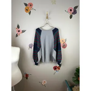 We The Free Rainbow Dream Bohemian Gray Oversized Thermal Sweatshirt - Size - XS thumbnail 5