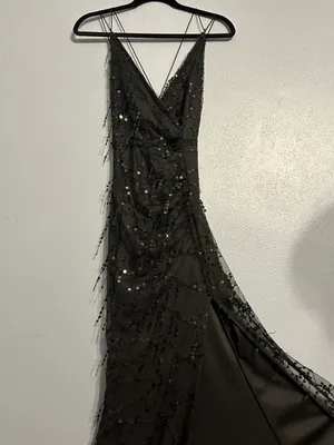 Showpo V Neck Black Sequin Dress thumbnail 2