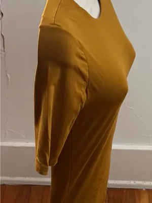 Everlane mustard tapenade Short Sleeve crewneck bodysuit, size S Supima cotton thumbnail 11