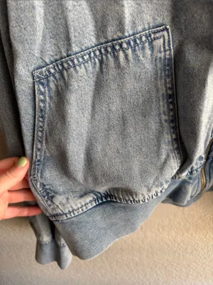 MICHAEL Michael Kors Light Blue Denim Bomber Jacket thumbnail 5