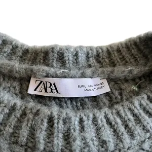 Zara Green Sequined Crewneck Long Sleeve Knit Pullover Sweater Size Large thumbnail 3