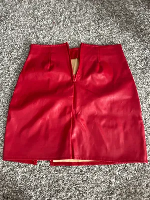 Windsor Red Leather Skirt thumbnail 2