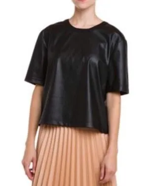 BCBG Maxazria Micah Faux Leather Top thumbnail 1