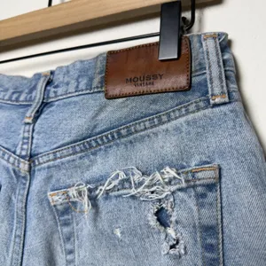 Moussy Vintage Women Cotton Denim‎ Shorts Light Blue Distressed Raw Hem Western thumbnail 7