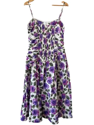 ANTHROPOLOGIE Maeve Purple Floral Printed Midi Dress Size L NEW thumbnail 5