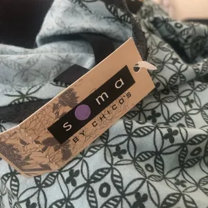 SOMA BY CHICOS BOHO ANASTASIA PELA KIMONO PATCHWORK CROSSOVER TOP BLUE M thumbnail 4