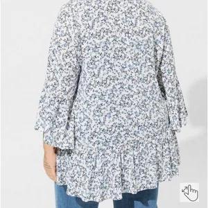 Torrid Ditsy Blue Roses Gauze Floral Kimono 3 NWT thumbnail 4