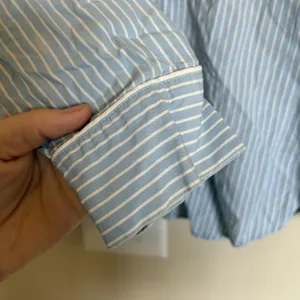 Lauren Ralph Lauren Sz S Button-Front Pajama Shirt Blue Striped Cotton Comfort‎ thumbnail 3