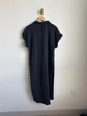 World Market Cotton Gauze Midi Shirt Dress Black Charcoal L/XL thumbnail 7