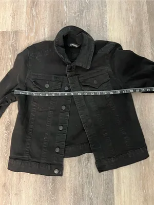 d.jeans Denim Jacket Womens Medium Black Stretch Cropped Trucker Button Front thumbnail 11