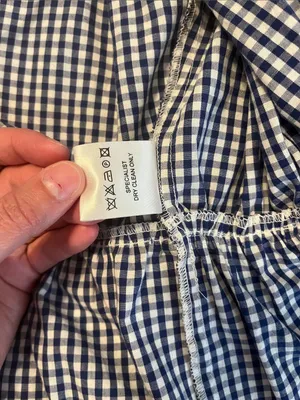 Nigel Preston For Free People Navy Gingham Tie-Front Peasant Blouse thumbnail 6
