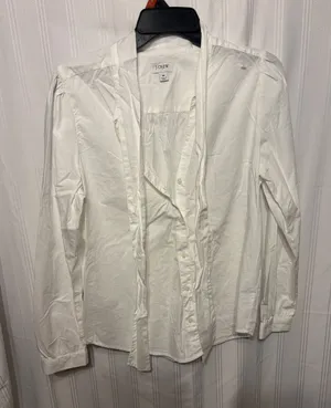 J. Crew Cream Tie-Neck Button-Up Shirt thumbnail 1