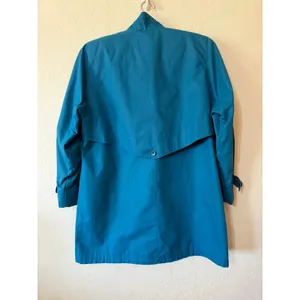 Vintage London Fog Teal Blue Trench Coat Rain Jacket Funnel Neck 12 Reg thumbnail 2