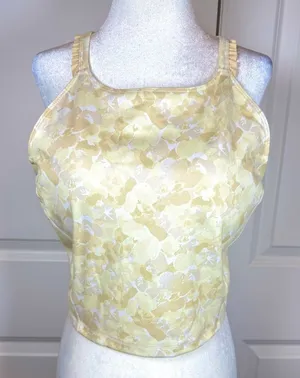 Body & Sol Longline Sports Bra Neutral Floral Racerback Stretch Yoga Top M thumbnail 1