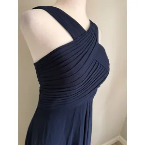 Xuibol Navy Blue Criss Cross Halter Neck Chiffon Full Length Gown Women S Formal thumbnail 2
