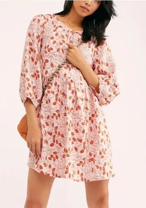 Free people paper hearts babydoll mini dress thumbnail 1