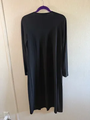 Brigitte Brianna Black Long Duster Cardigan Open Front Pockets Size Small thumbnail 3