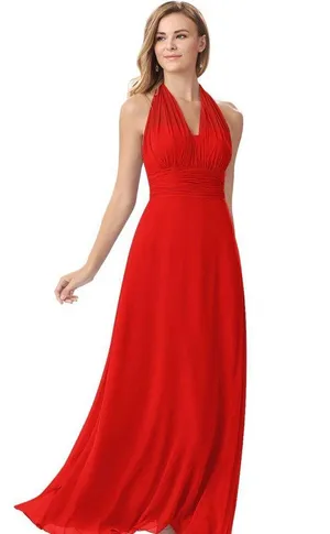Azazie Fifi Floor Length Red Dress thumbnail 1