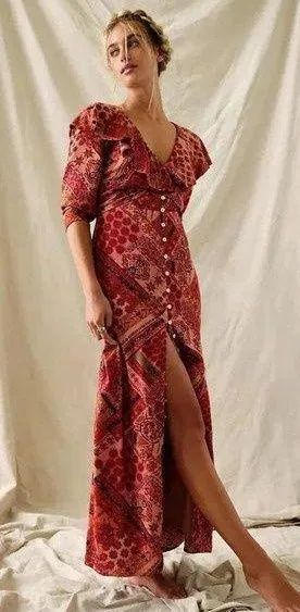 Free People Lennon Dress in Red Size Small NWT $168 thumbnail 1
