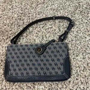 DOONEY & BOURKE Logo Hand‎ Bag Black Jacquard Leather Shoulder Purse thumbnail 2