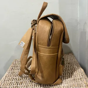 NEW Revive Vegan Backpack Handbag Tan 12” Tall Floral Zip‎ thumbnail 5