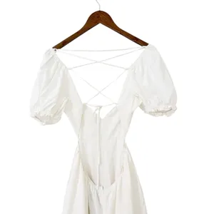 Lulus Love the Feeling White Puff Sleeve Lace-Up Cutout Mini Dress size Large thumbnail 6