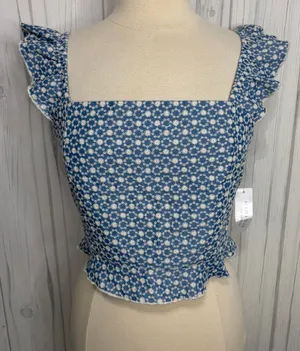 NWT‎ KIRIOUS Cottagecore Embroidered Ruffle Tie Back Crop Top, XL thumbnail 1