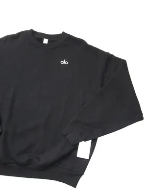 NWT Alo Unisex Accolade Crew Neck Pullover in Black Relaxed Fleece Sweatshirt M thumbnail 3