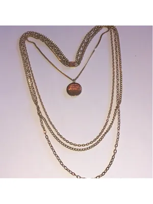 Elegant Vintage Gold Tone Layered Chain With Locket Pendant Necklace thumbnail 6