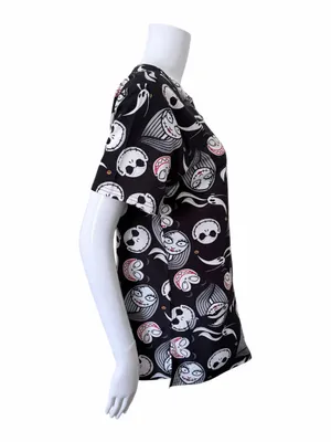 Nightmare Before Christmas Short Sleeve Scrub Top Size Medium Jack Skellington thumbnail 4