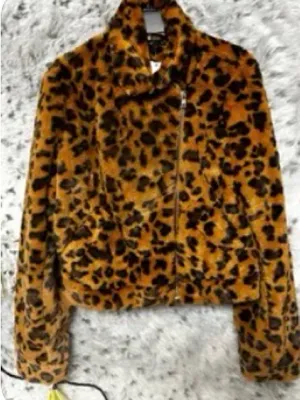 625. J roberts leopard faux fur crop jacket small thumbnail 1