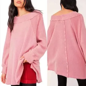 Free People We The Free Oversized Thermal Small Pink Sweater Top She’s a Keeper thumbnail 2
