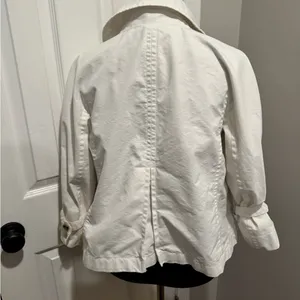 Banana Republic White Trench Jacket Wide Collar Roll Tab Sleeves Chic Coat thumbnail 6