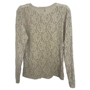 Vtg 90s Capezio Lace Floral Sheer Nude Long Sleeve Top Stretch M USA thumbnail 2