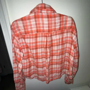 American Eagle Vibrant Orange Plaid Shirt thumbnail 3