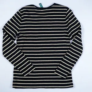 Lauren‎ Ralph Lauren Top Womens Large Black Gold Metallic Striped Long Sleeve L thumbnail 2