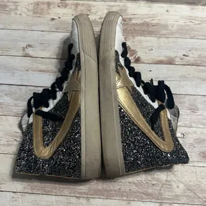 ShuShop Pia Glitter High Top Sneakers Women's Size 10 Shoes Silver Gold Metallic thumbnail 5