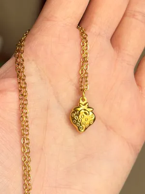 Handmade gold tone fully stainless steel simple fairy strawberry necklace🍓 thumbnail 5