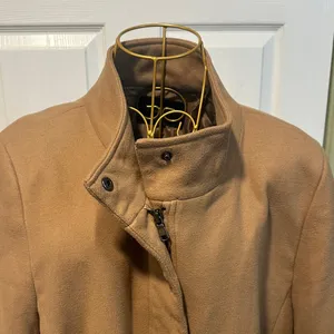 Banana Republic Classic Tan pea Coat collared and zipped thumbnail 7
