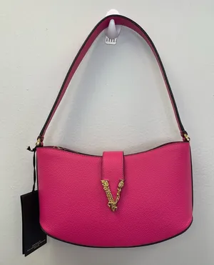 Versace Virtus Leather Shoulder Bag in Pink - NWT thumbnail 1