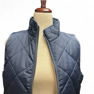J.Crew Womens S Navy Blue Puffer Zip Up‎ Vest Gingham Print Snap Buttons Preppy thumbnail 4