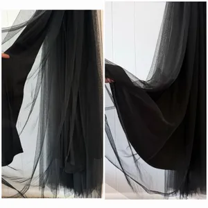 Black Tulle Maxi Dress Plunge Halter Open Back Slit Prom Evening Luxxel S NWT thumbnail 6