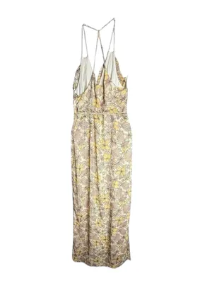 The Jetset Diaries TJD ⚘ Frangipani Maxi Dress ⚘ Gold Print ⚘ Large ⚘ Thigh Slit thumbnail 5