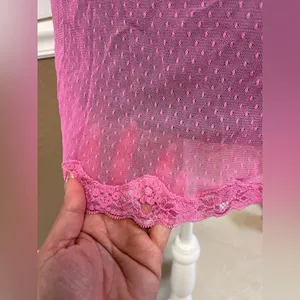 Vintage Victoria’s Secret Teddy‎ M bubblegum Pink Sheer Lace Babydoll Lingerie thumbnail 10