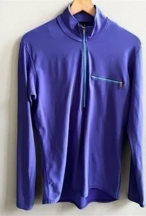 Patagonia Rare Vintage 1/2 Zip Pullover Base Layer Purple Teal Zipper Size Large thumbnail 1