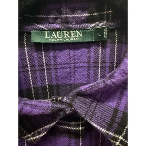 Lauren Ralph Lauren Nightgown Womens Large Plaid Flannel Crest Sleepshirt thumbnail 4