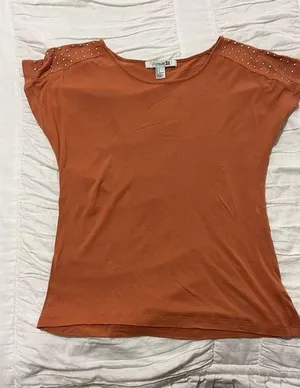 Forever 21 -Burnt Orange Top with gold buttons. Size Small. thumbnail 1