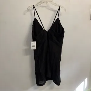 NWT $250 Free People Black We Go Together Beaded Mini V-Neck Dress 12 thumbnail 4