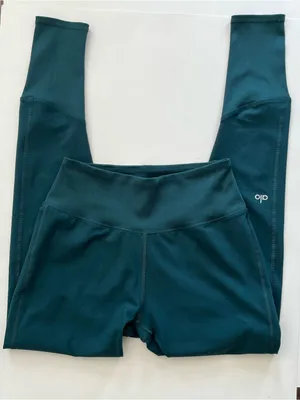 Lululemon Alo yoga High-Waist Alosoft Lounge Leggings midnight green large ribbed waist thumbnail 6